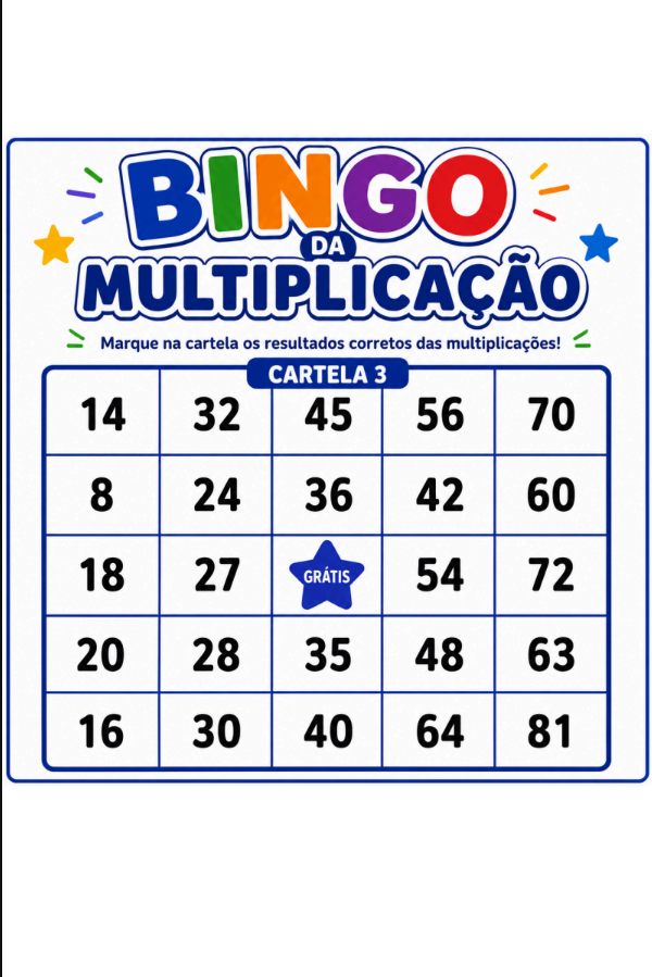 Cartela 3 do Bingo da Multiplicação